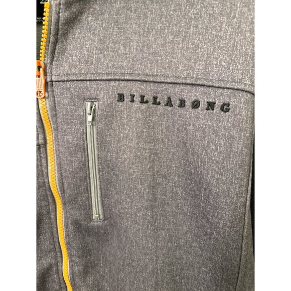 Billabong Mens Gray Hooded Full-Zip Jacket With Orange Accents Lightweight Polye - Picture 2 of 10